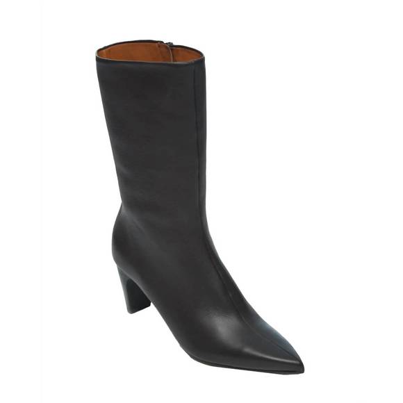 NEW COCLICO platinum mid wooden heel bootie in savana black